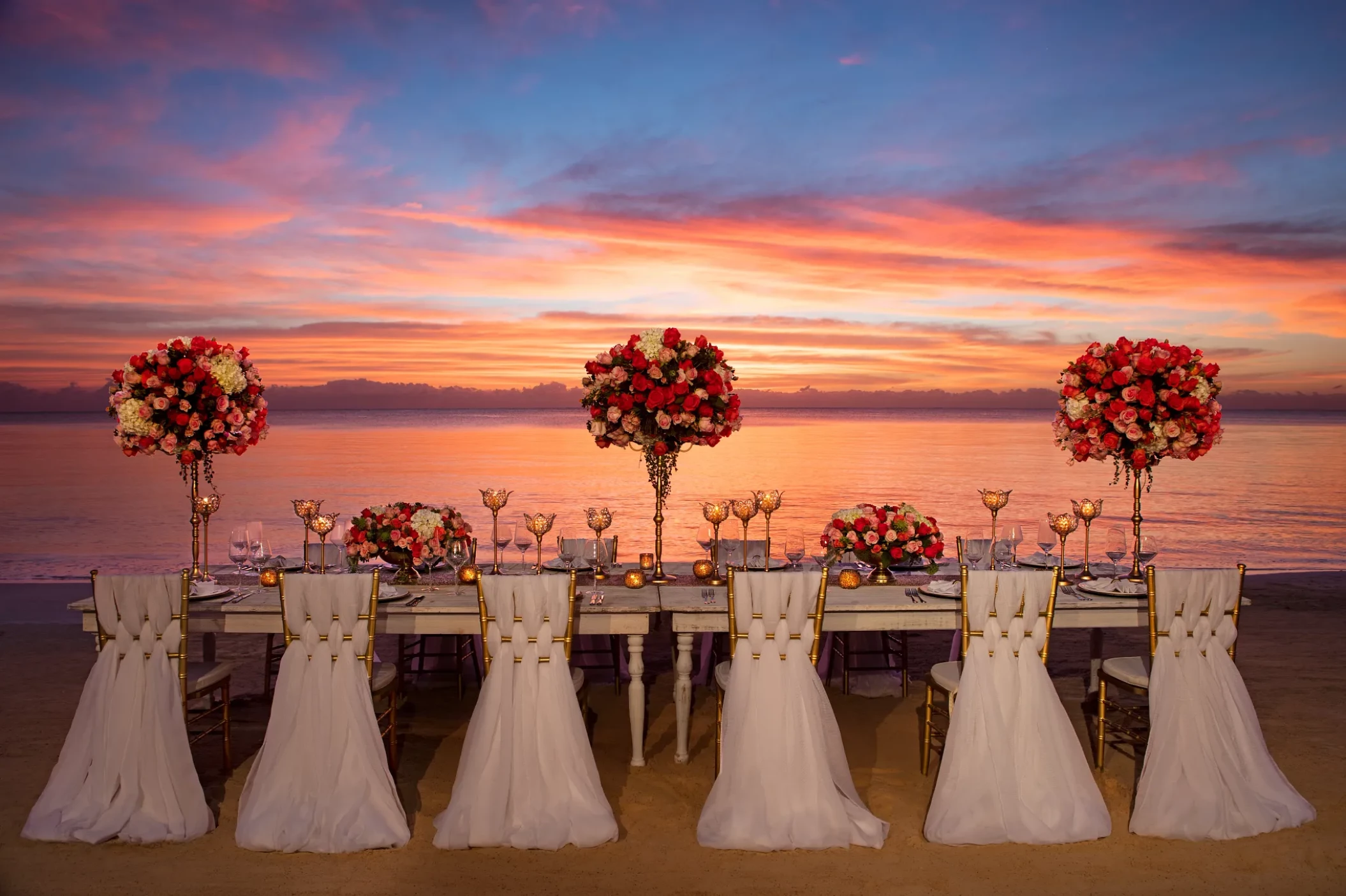 Dinner reception in the beach at Zoetry Paraiso de la Bonita Riviera Maya