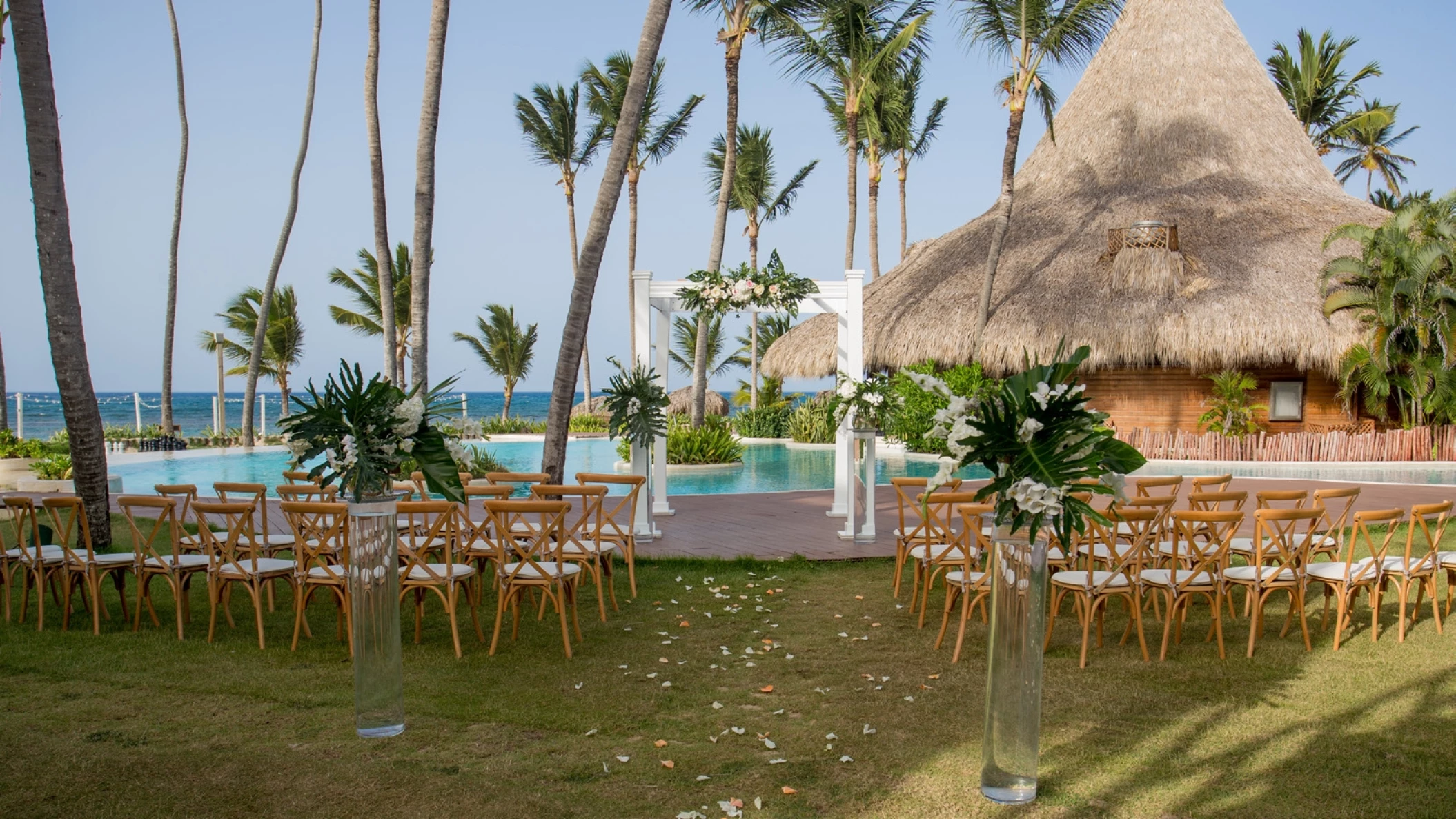 Pool deck wedding venue at Zoetry Agua Punta Cana